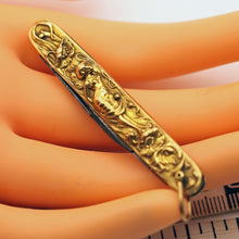 Antique Art Nouveau pendant pocket knife pen knife gold nymph floral German(7579)