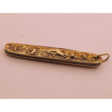 Antique Art Nouveau pendant pocket knife pen knife gold nymph floral German(7579)