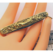 Antique Art Nouveau pendant pocket knife pen knife gold nymph floral German(7579)