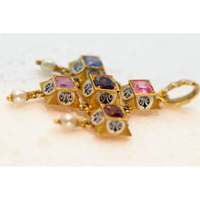 Phillips Antique Revival Cross Pendant Gold Gems Enamel Sapphire Spinel (7592)