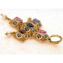 Phillips Antique Revival Cross Pendant Gold Gems Enamel Sapphire Spinel (7592)
