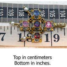 Phillips Antique Revival Cross Pendant Gold Gems Enamel Sapphire Spinel (7592)