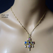 Phillips Antique Revival Cross Pendant Gold Gems Enamel Sapphire Spinel (7592)