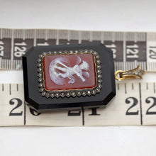 Antique Victorian pendant locket cameo gold diamonds hardstone cupid French(7655)