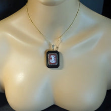 Antique Victorian pendant locket cameo gold diamonds hardstone cupid French(7655)