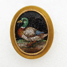 Antique Georgian Micromosaic gold pendant brooch locket Mallard duck