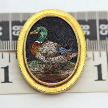 Antique Georgian Micromosaic gold pendant brooch locket Mallard duck (7656)