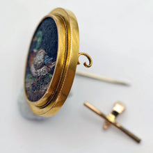 Antique Georgian Micromosaic gold pendant brooch locket Mallard duck (7656)