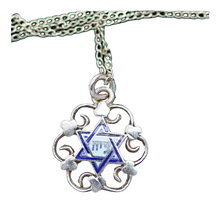 Vintage Magen David Star of David Pendant Chain Necklace 14k Gold Enamel (6058)