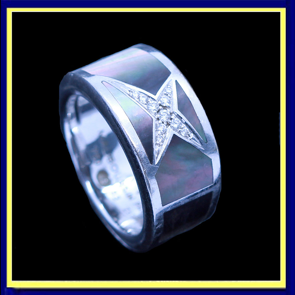 Mauboussin Ring Étoile Mystère 18k White Gold Diamond Mother of Pearl (5868)