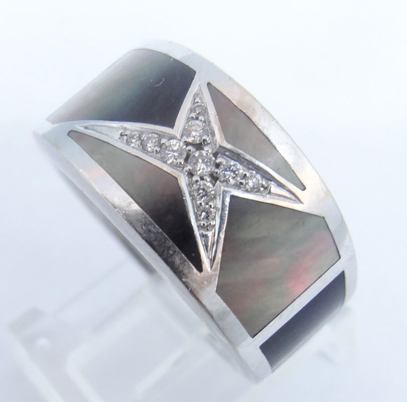 Mauboussin Ring Étoile Mystère 18k White Gold Diamond Mother of Pearl (5868)