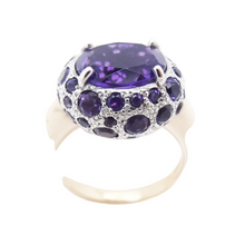 Pomellato Tabou Ring Purple Amethyst 18k Gold Silver Italian Designer (5951)
