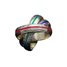 Vintage Hermes Ring 18k Gold Trio Red Blue Green Enamel Hermes Paris (6094)