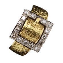 Vintage Buckle Ring 18k Gold and Diamonds Retro Ring circa 1940 (6189)