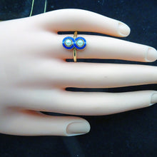 Antique Victorian Ring 18k Gold Pearls Blue Enamel French Napoleon III (6346)