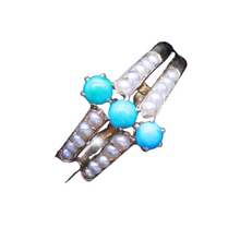 Antique Georgian Ring 18k Gold Turquoise Natural Pearls (6382)