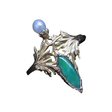 Antique Art Nouveau Ring 18k Gold Pearl Chrysoprase French  (6635)