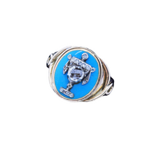 Antique Georgian Mourning Ring 15ct Gold Diamonds Enamel Amphora Unisex (6648)