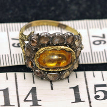 Antique Victorian Man's Ring Yellow Sapphire Diamonds Gold India Unisex (6808)