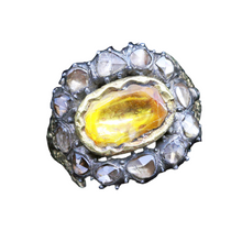 Antique Man's Ring yellow Sapphire Diamond Gold Unisex Appraisal India (6808