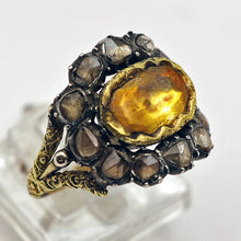 Antique Victorian Man's Ring Yellow Sapphire Diamonds Gold India Unisex (6808)