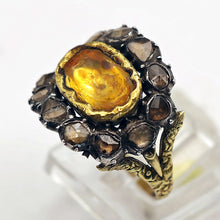 Antique Victorian Man's Ring Yellow Sapphire Diamonds Gold India Unisex (6808)