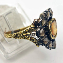 Antique Victorian Man's Ring Yellow Sapphire Diamonds Gold India Unisex (6808)