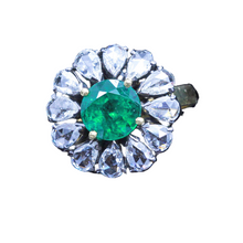 Vintage Ring 22k Gold Emerald Diamonds Mid1900s Golconda India w Appraisal (6818