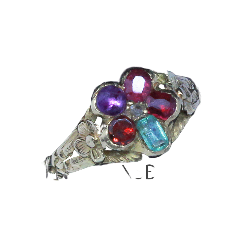 Antique Victorian Acrostic REGARD Ring 18k Gold Gems Romantic w Appraisal (6890)
