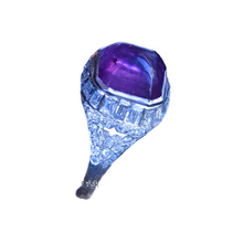 Antique Art Deco Ring Platinum 18k Gold Diamonds Sugar Loaf Amethyst French(7170)