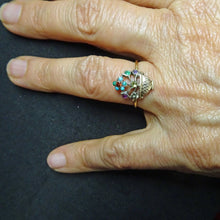 Antique French Georgian Ring Giardinetto 18k Gold Turquoise Diamonds Gems (7182)