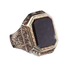 Antique Man's Signet Ring 14k Gold Onyx Austro-Hungary Large Masculine (7197)