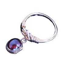 Antique Victorian Ring Celtic Marriage Knot Dangle Locket Garnet 18k Gold (7213)