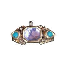 Antique Vintage Ring 22k Gold Turquoise Rock Crystal Rajastan India (7257)