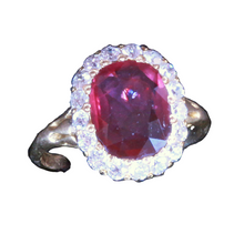 Antique Edwardian ring 2.7ct ruby no heat cushion cut diamonds gold Cert (7260)