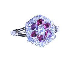 Antique Victorian Edwardian ring 18k gold diamond ruby flower appraisal (7270)
