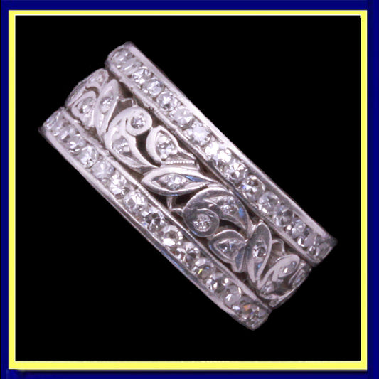 Antique vintage Deco ring platinum diamonds wedding band eternity ring (7306)