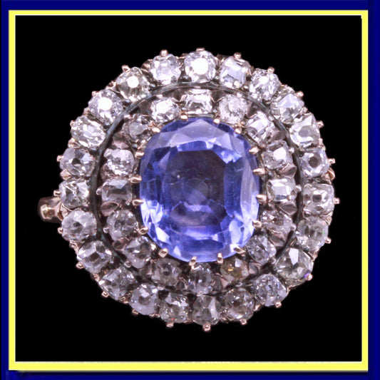 Antique Victorian ring gold diamonds Ceylon Sapphire versatile