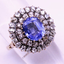 Antique Victorian ring gold diamonds 4.79ct Ceylon sapphire versatile (7304)