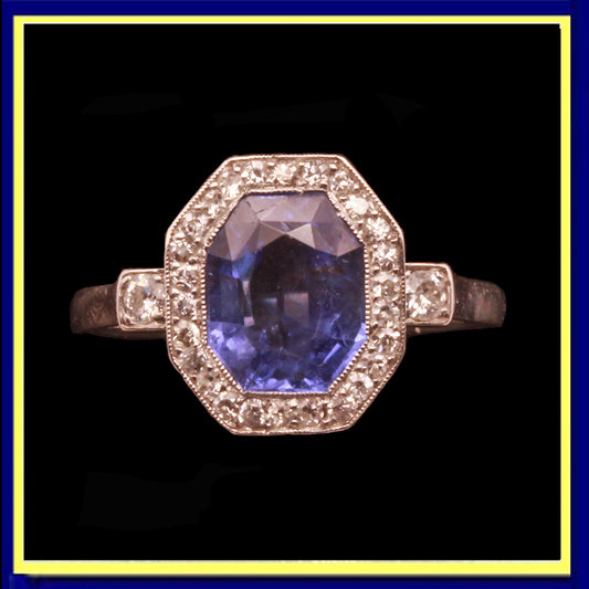 antique art deco ring sapphire platinum French