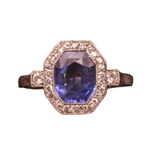 Antique Art Deco ring platinum 3.1ct no heat sapphire diamonds Certified (7316)