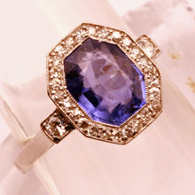 Antique Art Deco ring platinum 3.1ct no heat sapphire diamonds Certified (7316)