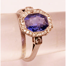 Antique Art Deco ring platinum 3.1ct no heat sapphire diamonds Certified (7316)