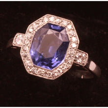 Antique Art Deco ring platinum 3.1ct no heat sapphire diamonds Certified (7316)