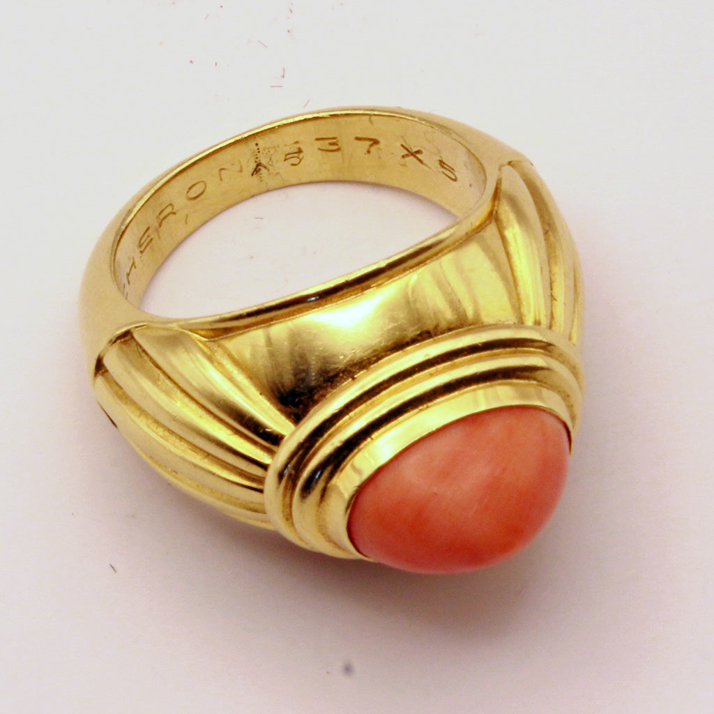 18k Gold Premium Red Coral Ring - Gleam Jewels | Mens gemstone rings, White  gold engagement rings vintage, Mens ring designs