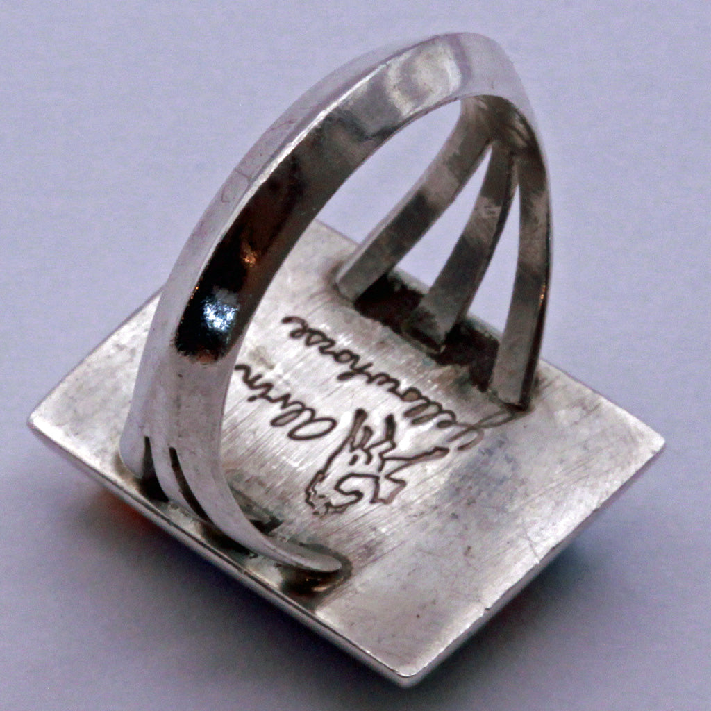 Vintage ring Man's Navajo multi gemstone silver signed Alvin Yellowhorse (7336)