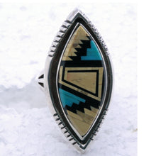 Vintage Navajo Multi-Gemstone Silver Ring by Alvin Yellowhorse
