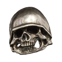 Skull ring sterling silver Man's Biker Hell's Angels Goth jewelry helmet (7342)