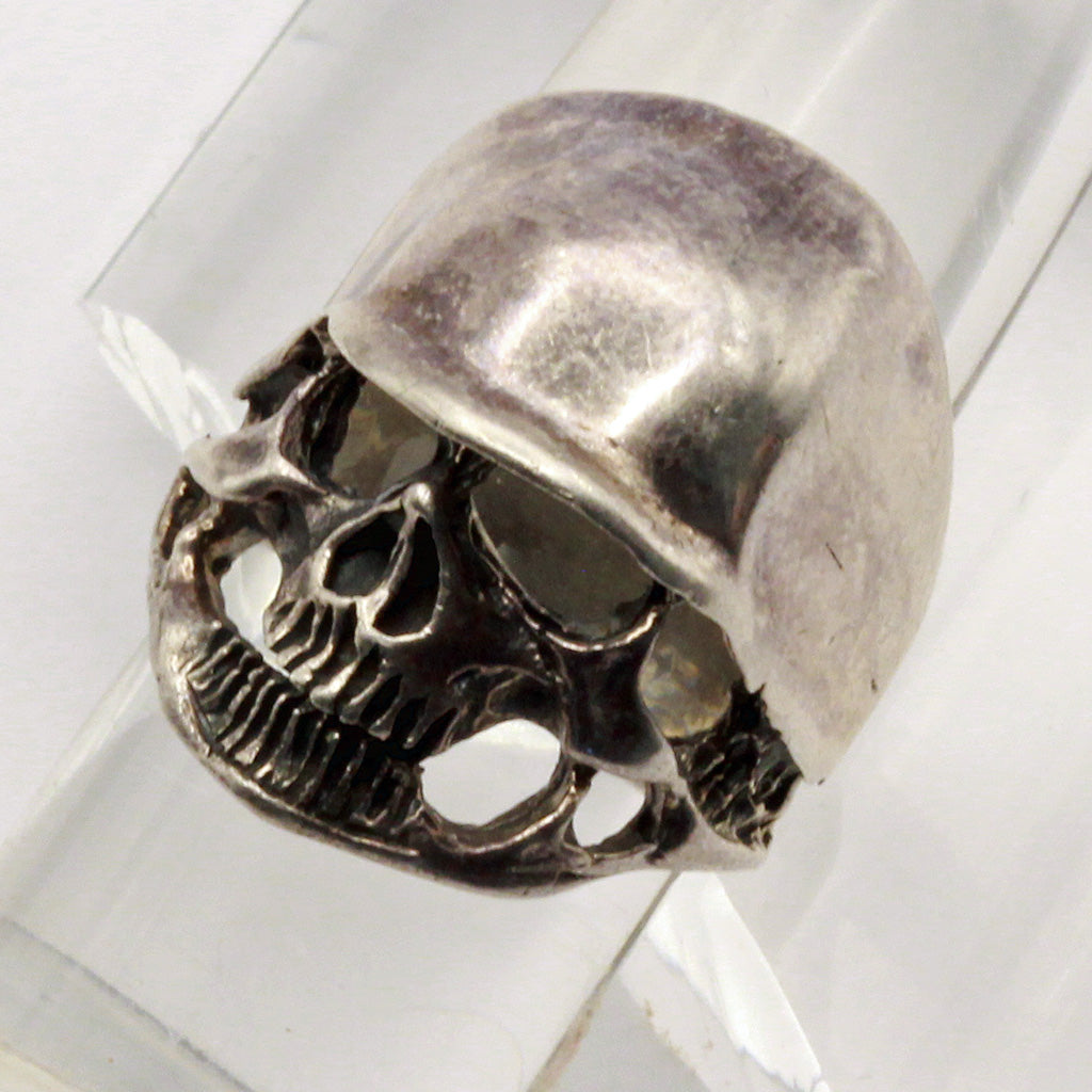 Skull ring sterling silver Man's Biker Hell's Angels Goth jewelry helmet (7342)