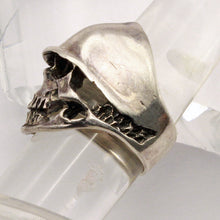 Skull ring sterling silver Man's Biker Hell's Angels Goth jewelry helmet (7342)